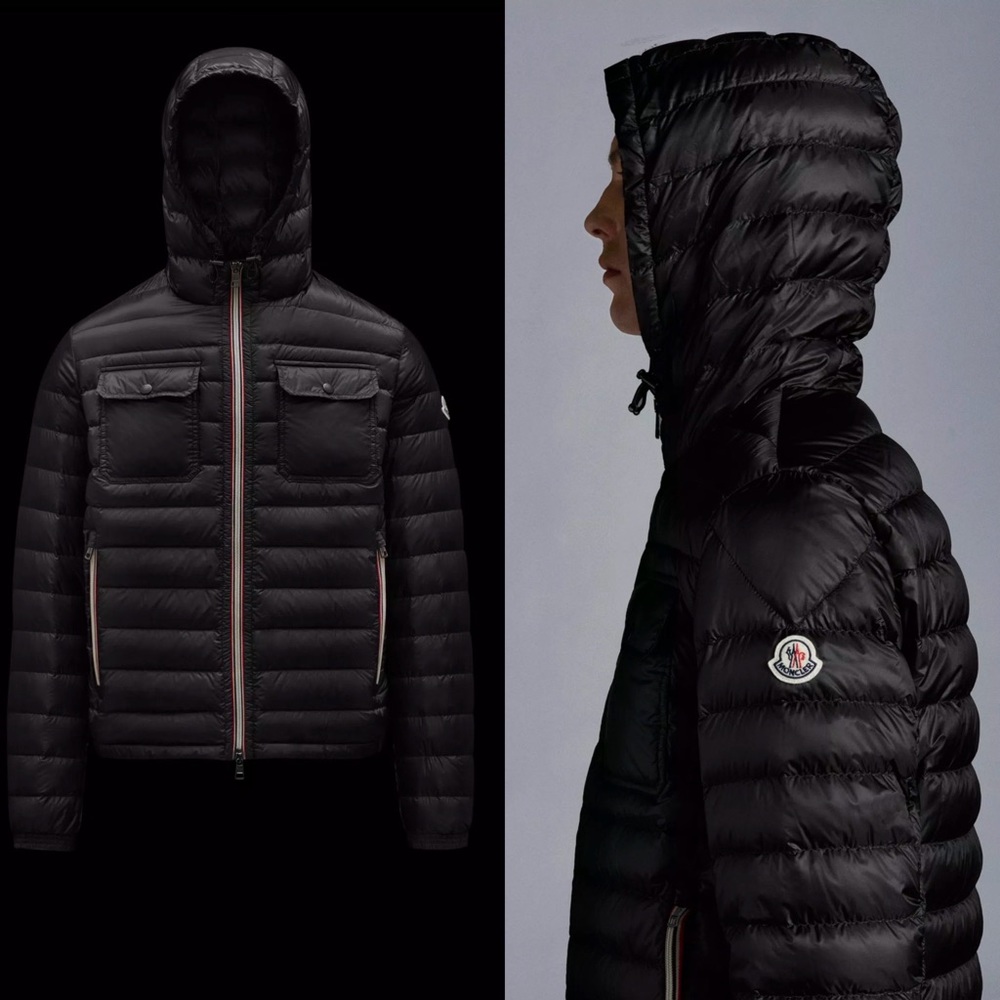 Moncler Douret Short Down Jacket Black Goose Down Puffer Authentic Hooded - Picture 2 of 15
